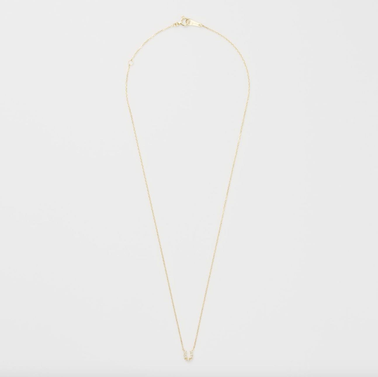 agete18K金钻石马蹄项链