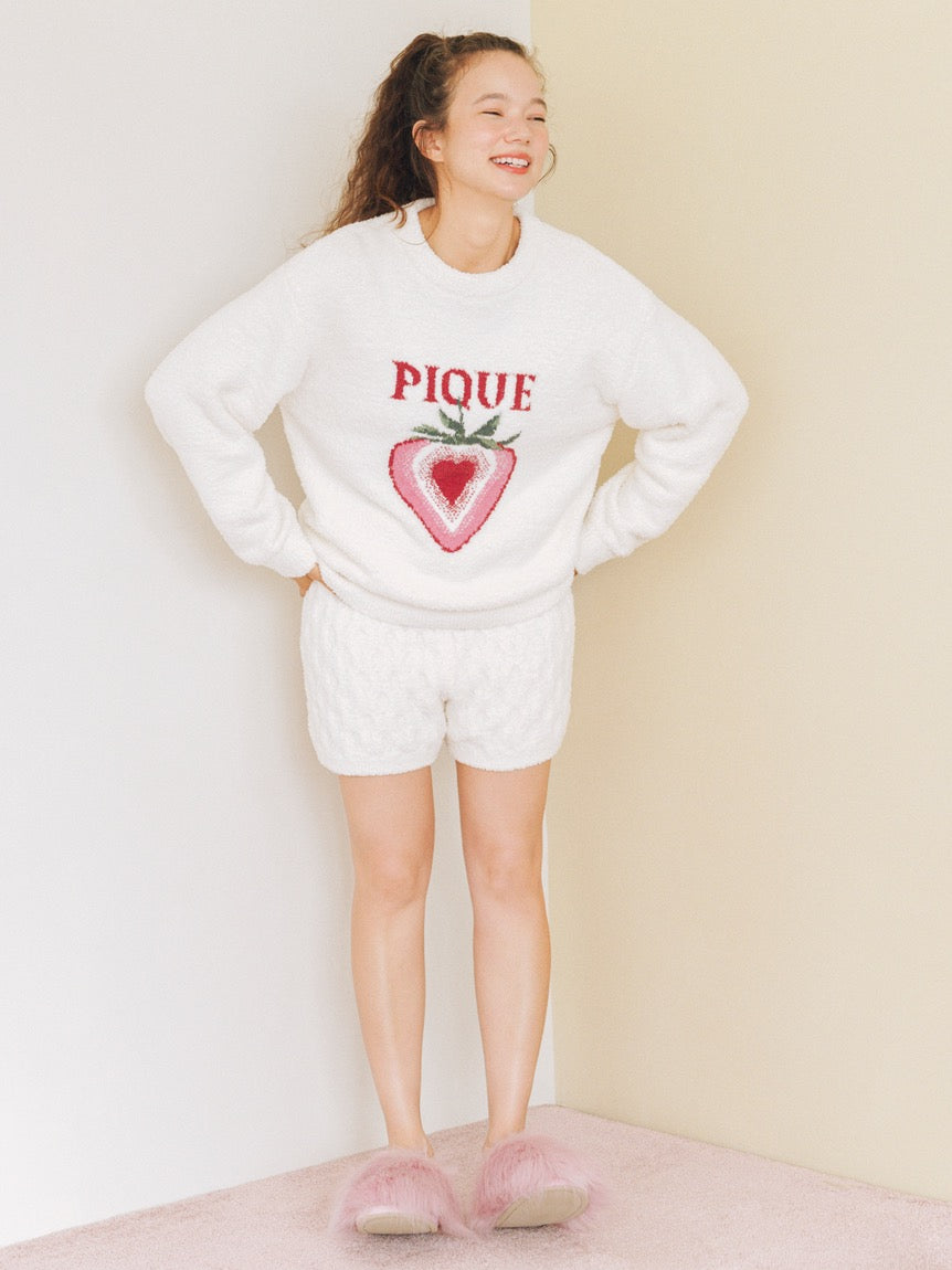 GELATO PIQUE软绵绵草莓家居服套装 白色/粉色