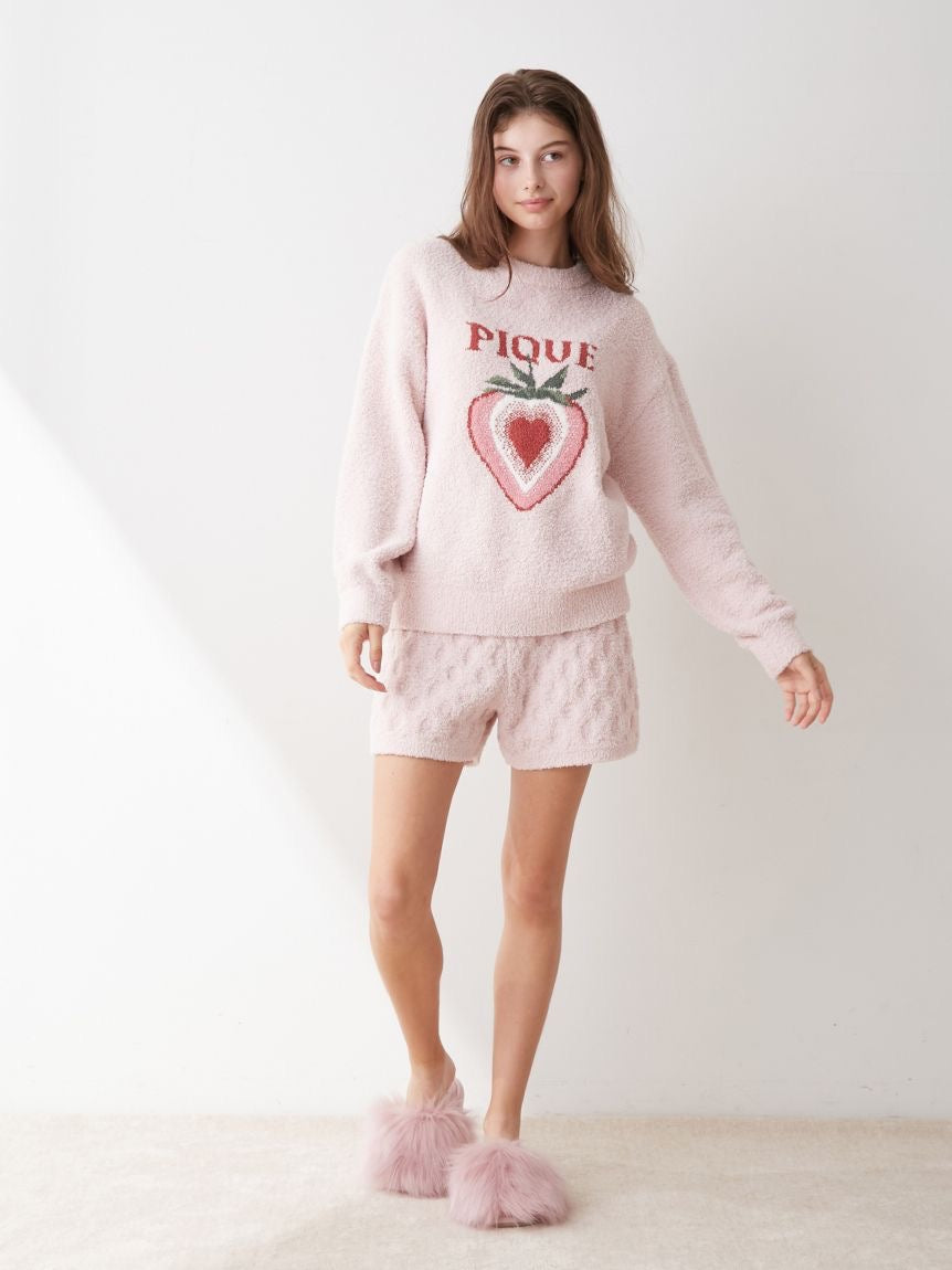 GELATO PIQUE软绵绵草莓家居服套装 白色/粉色