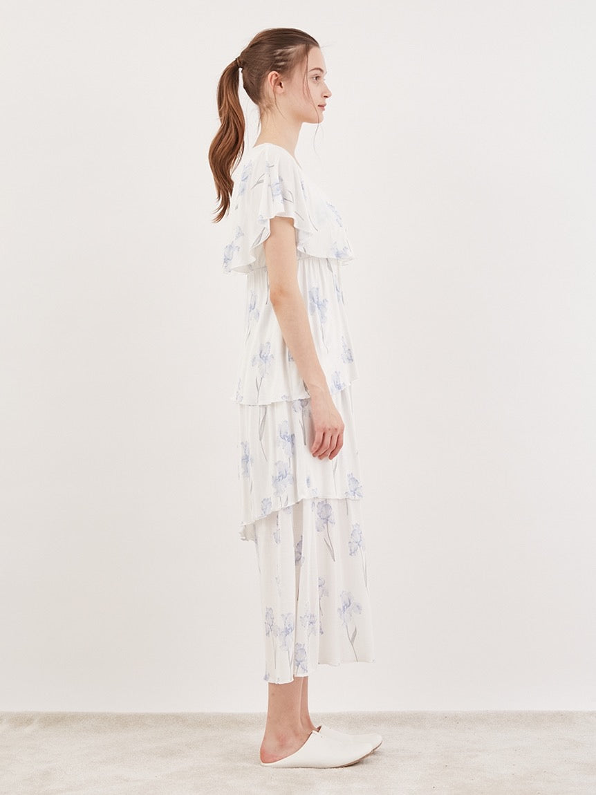 GELATO PIQUE鸢尾花带胸垫短袖多层睡裙2色选