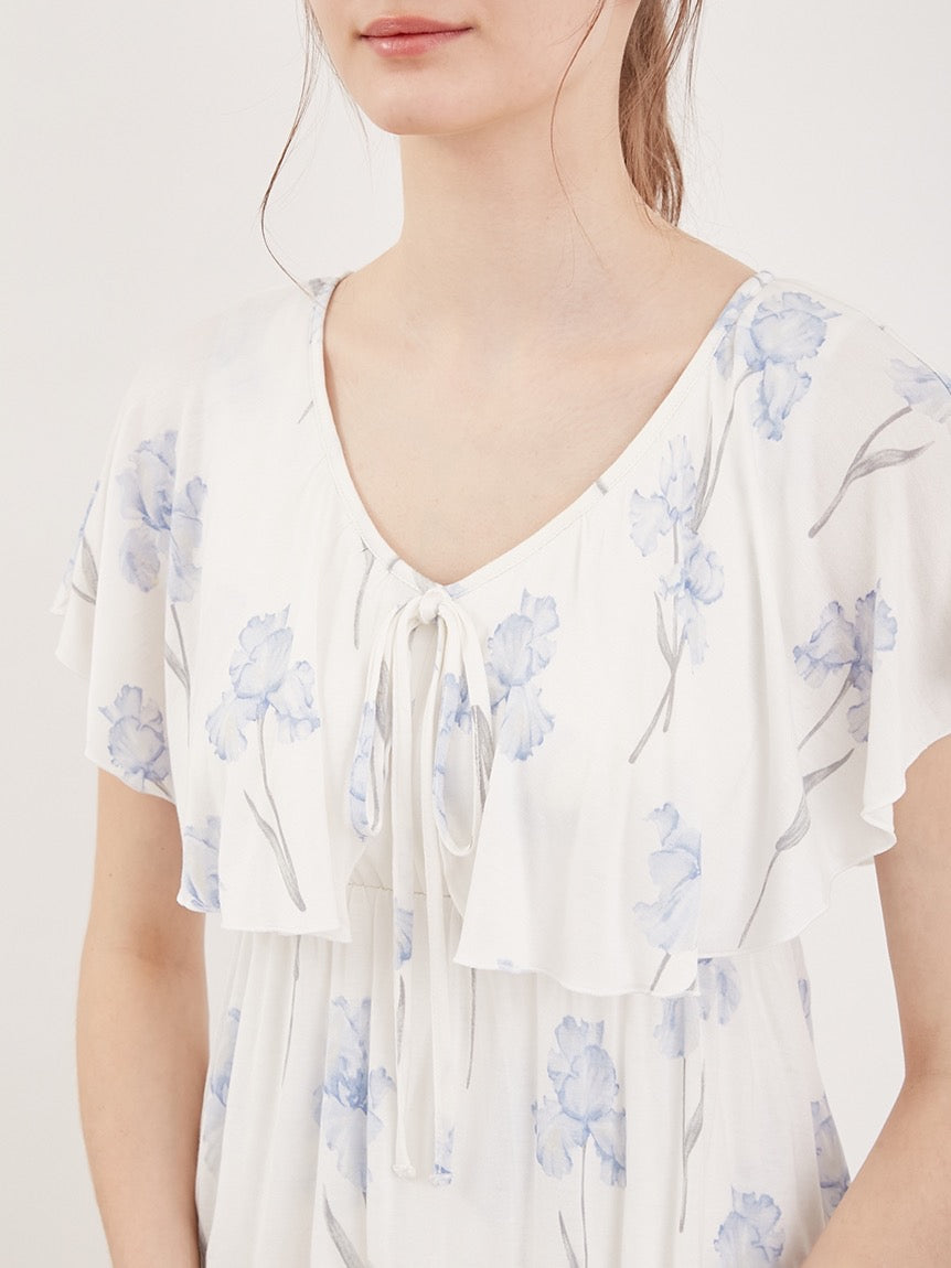 GELATO PIQUE鸢尾花带胸垫短袖多层睡裙2色选