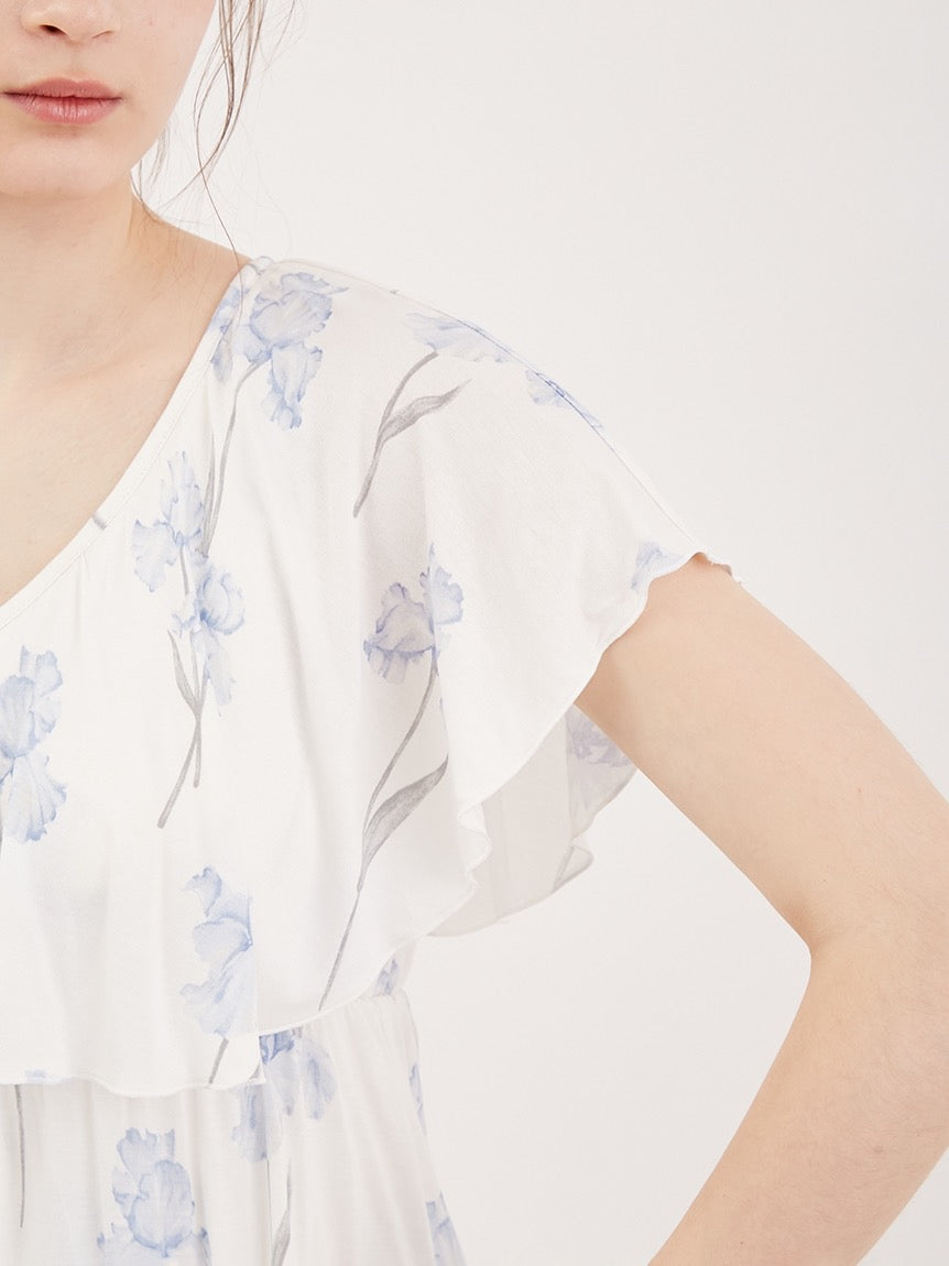 GELATO PIQUE鸢尾花带胸垫短袖多层睡裙2色选