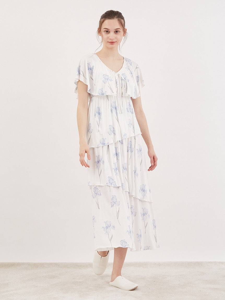 GELATO PIQUE鸢尾花带胸垫短袖多层睡裙2色选