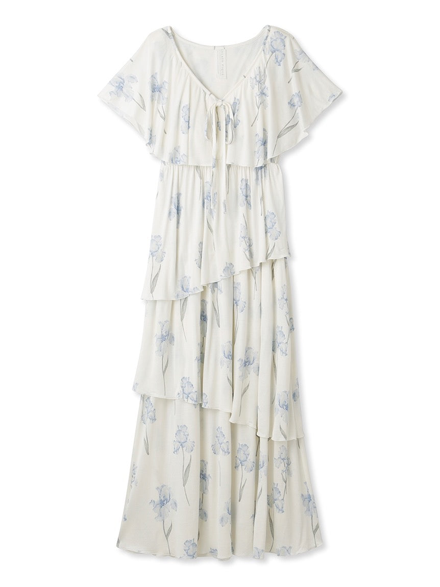 GELATO PIQUE鸢尾花带胸垫短袖多层睡裙2色选