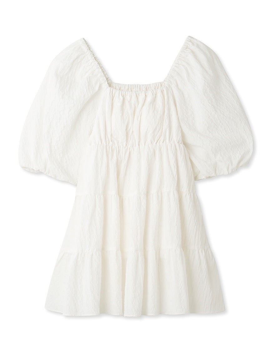 GELATO PIQUE棉混褶皱带胸垫泡泡袖短袖短裤套装2色选