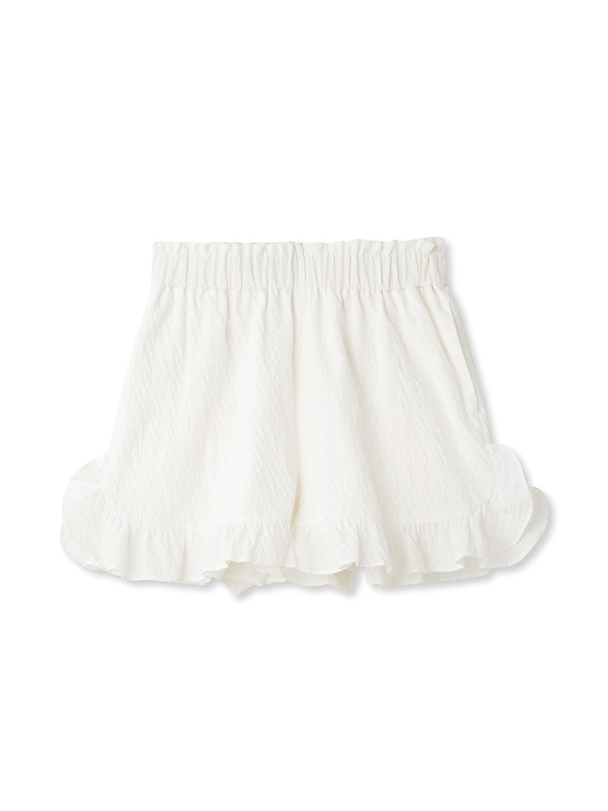 GELATO PIQUE棉混褶皱带胸垫泡泡袖短袖短裤套装2色选