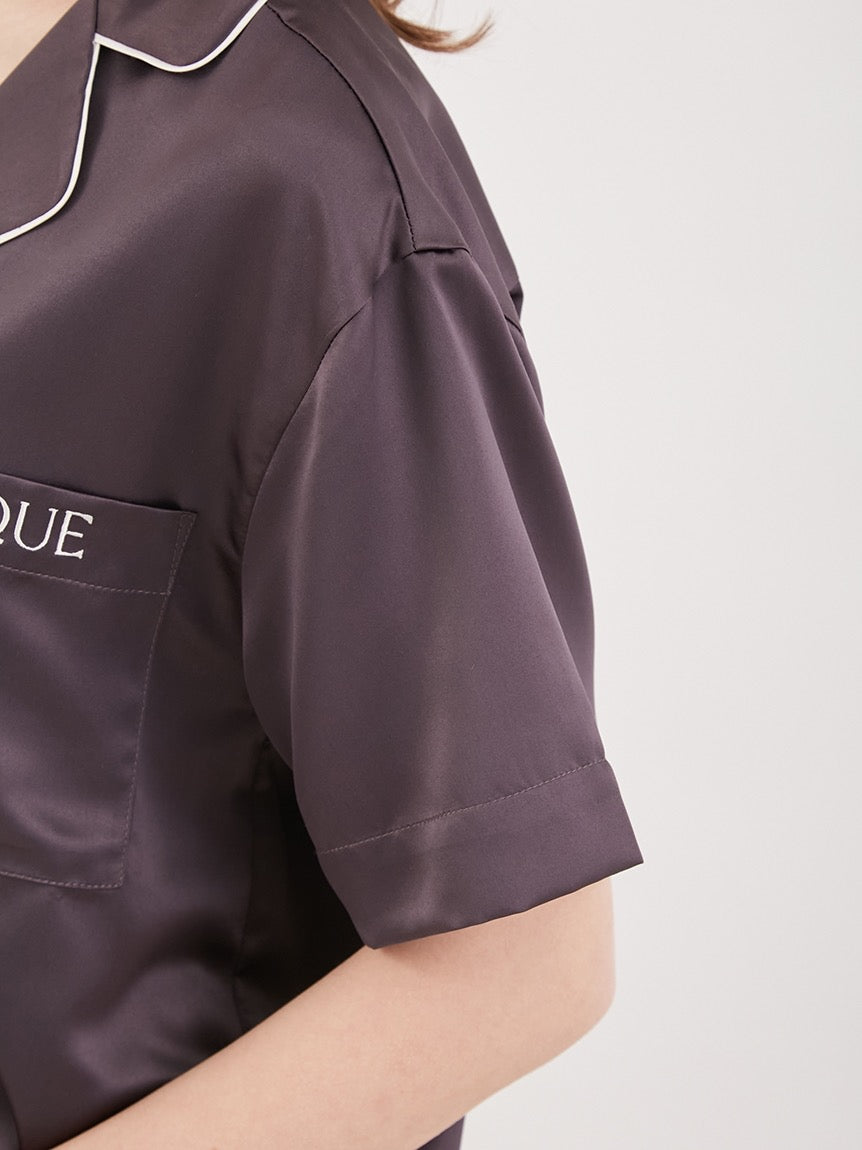 GELATO PIQUE刺绣LOGO缎面短袖长裤套装2色选