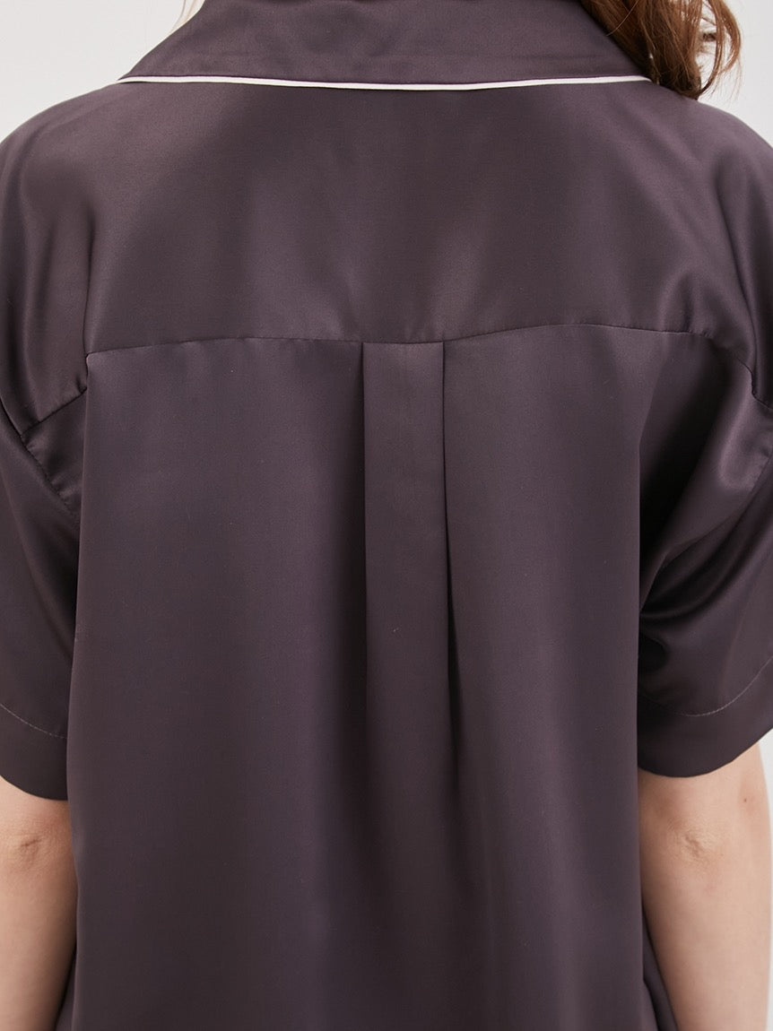 GELATO PIQUE刺绣LOGO缎面短袖长裤套装2色选