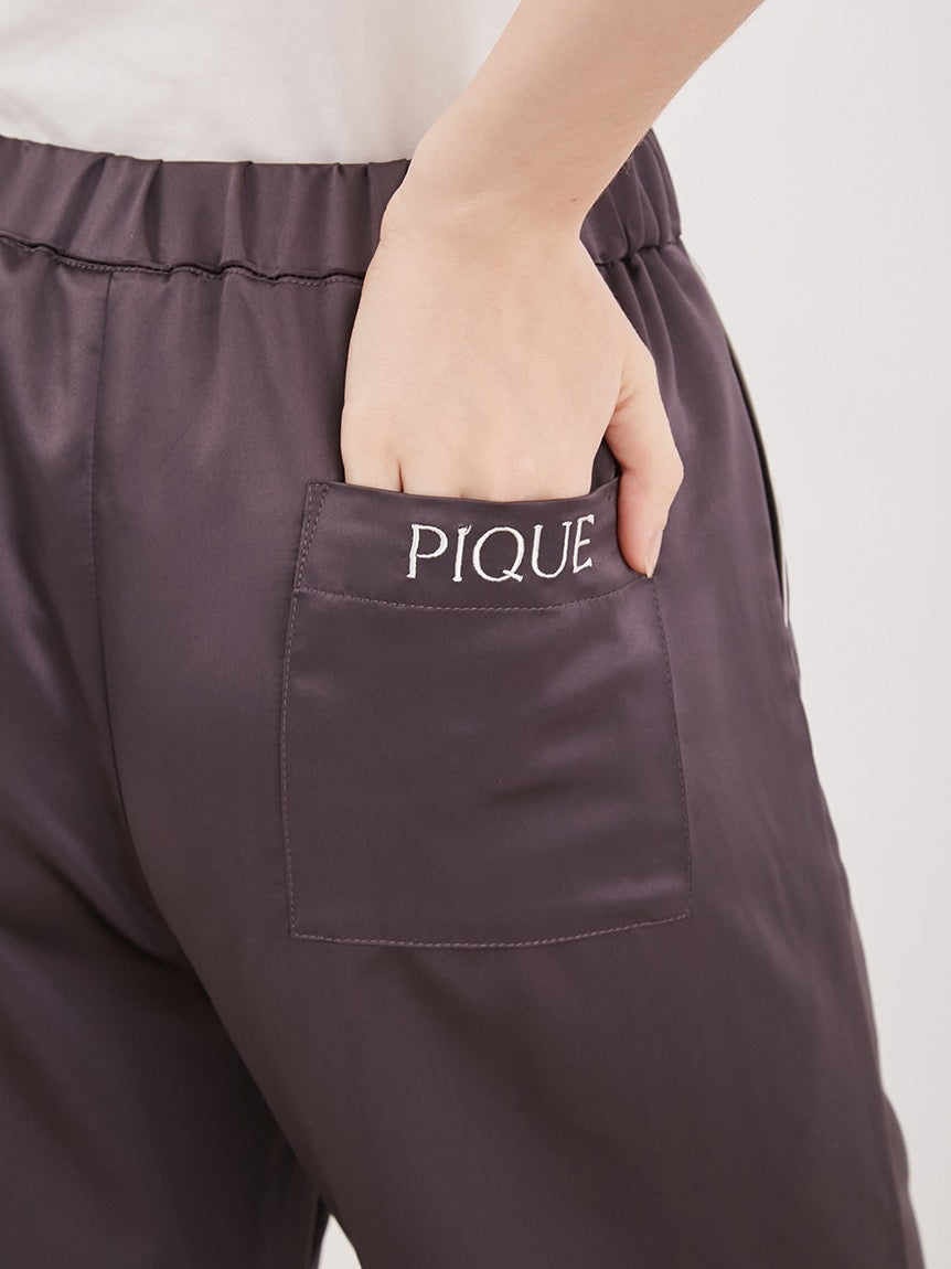 GELATO PIQUE刺绣LOGO缎面短袖长裤套装2色选