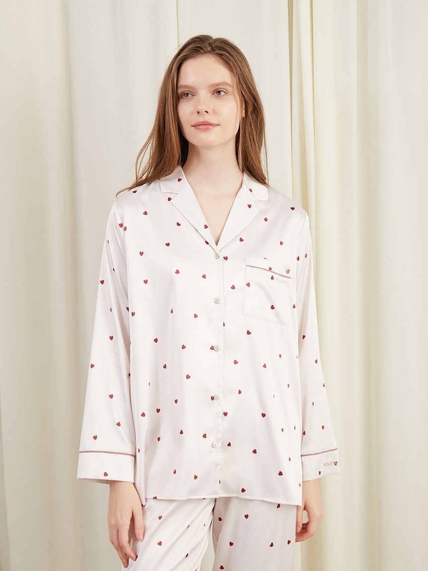 GELATO PIQUE爱心缎面长袖长裤套装