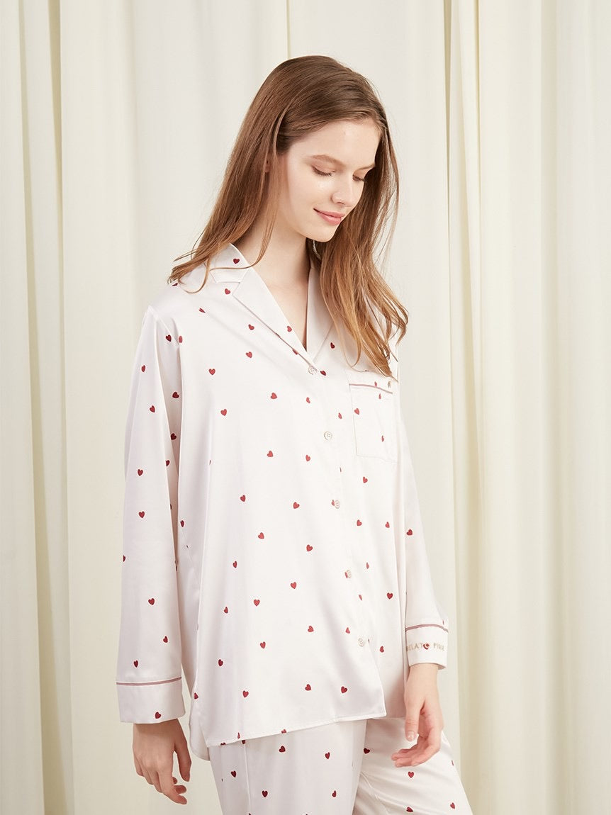 GELATO PIQUE爱心缎面长袖长裤套装