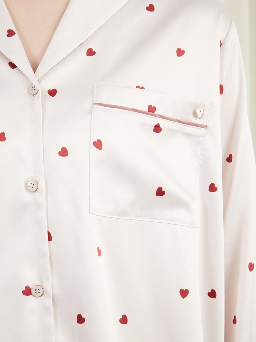 GELATO PIQUE爱心缎面长袖长裤套装