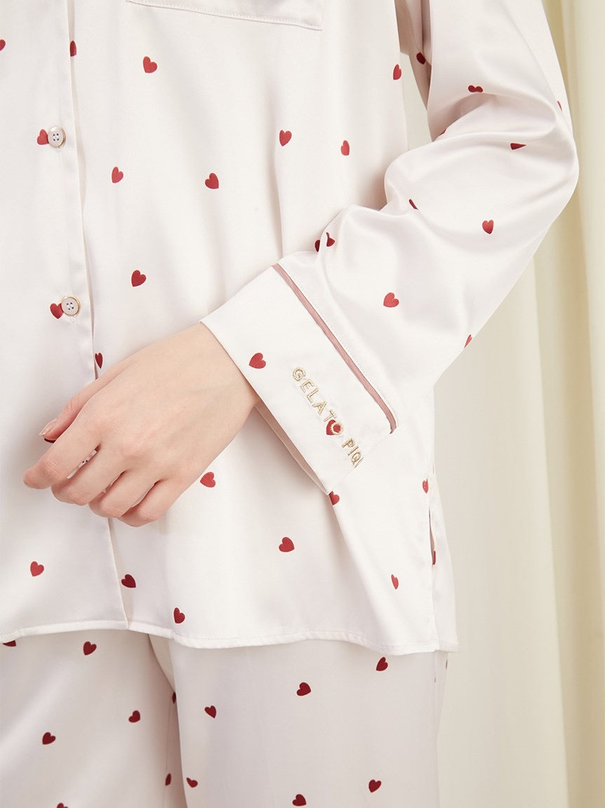 GELATO PIQUE爱心缎面长袖长裤套装