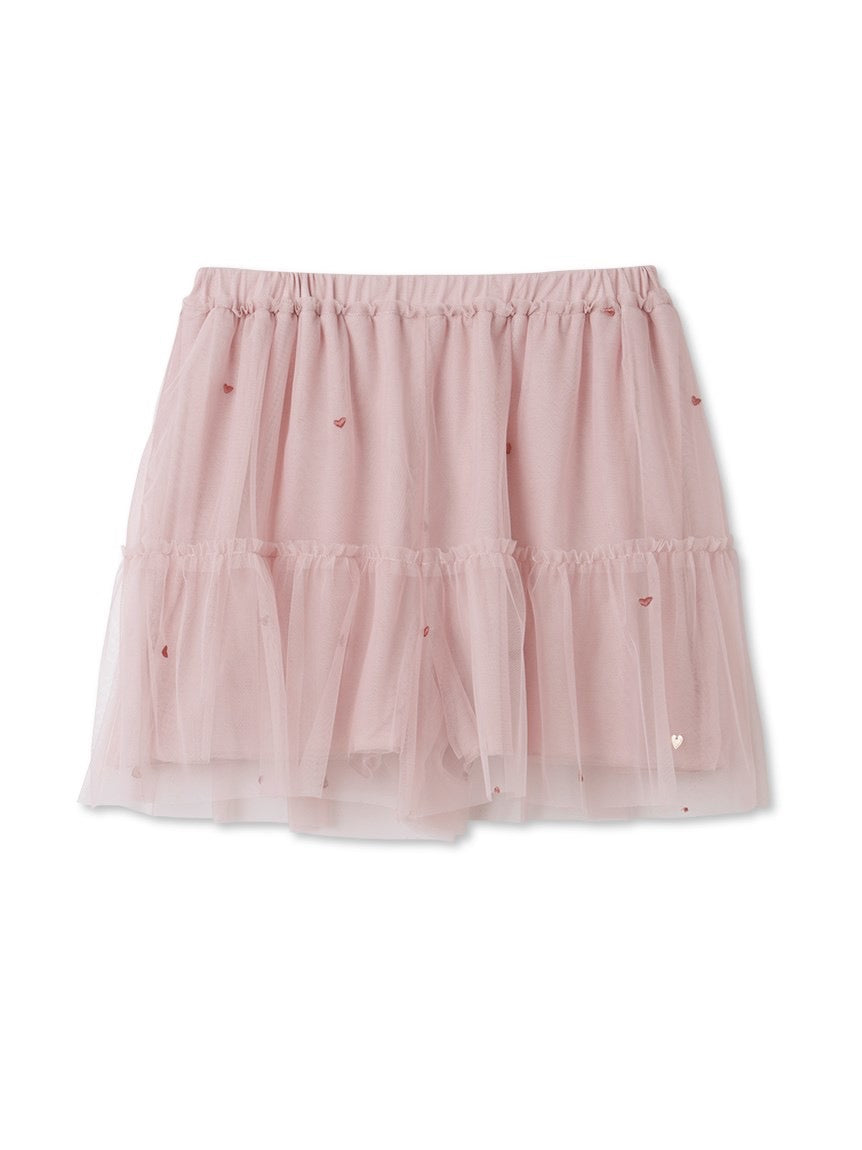 GELATO PIQUE薄纱刺绣爱心带胸垫吊带短裤套装