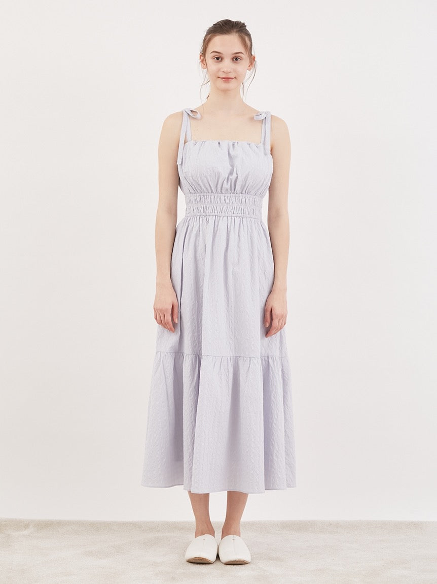 GELATO PIQUE棉混褶皱带胸垫吊带连衣裙睡裙2色选