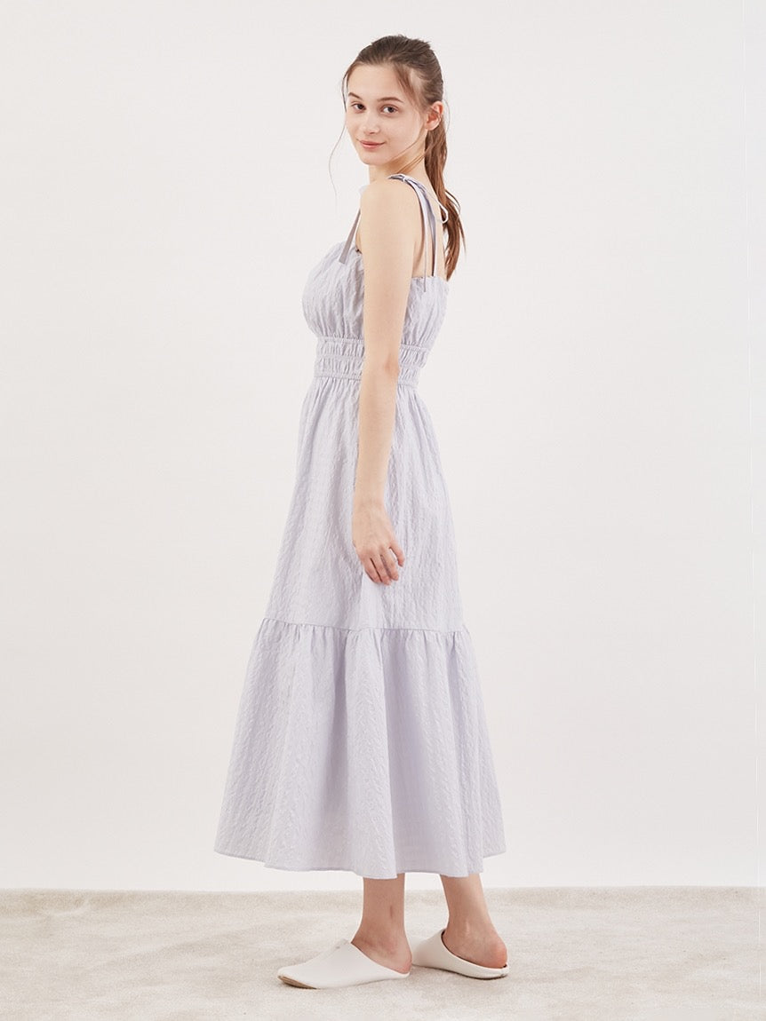 GELATO PIQUE棉混褶皱带胸垫吊带连衣裙睡裙2色选