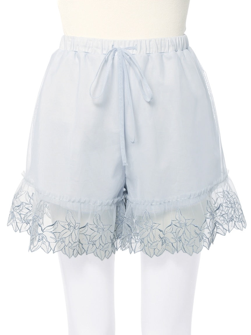 GELATO PIQUE刺绣百合蕾丝吊带短裤睡衣套装