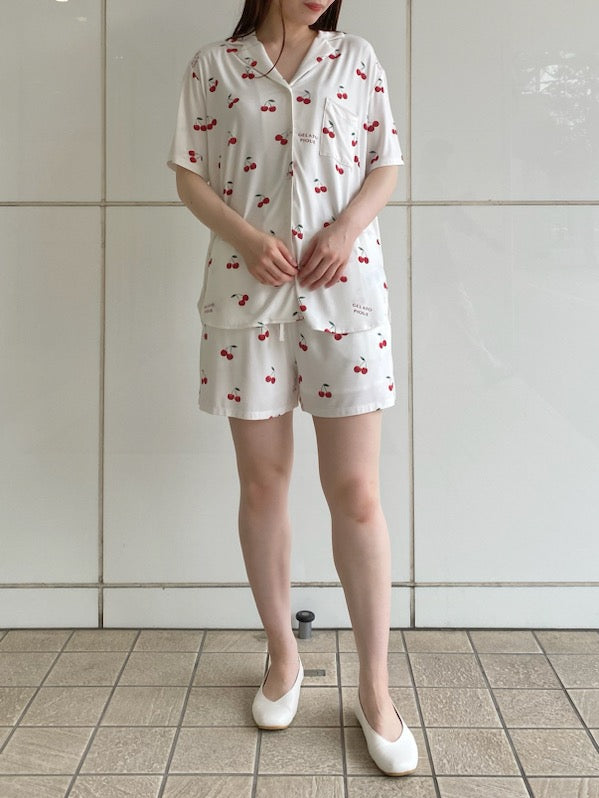 GELATO PIQUE小樱桃短袖衬衫短裤睡衣套装