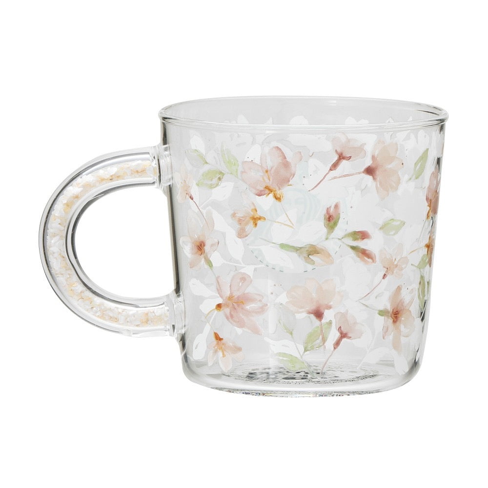 日本星巴克STARBUCKS 2024樱花限定贝壳手柄耐热玻璃杯355ml