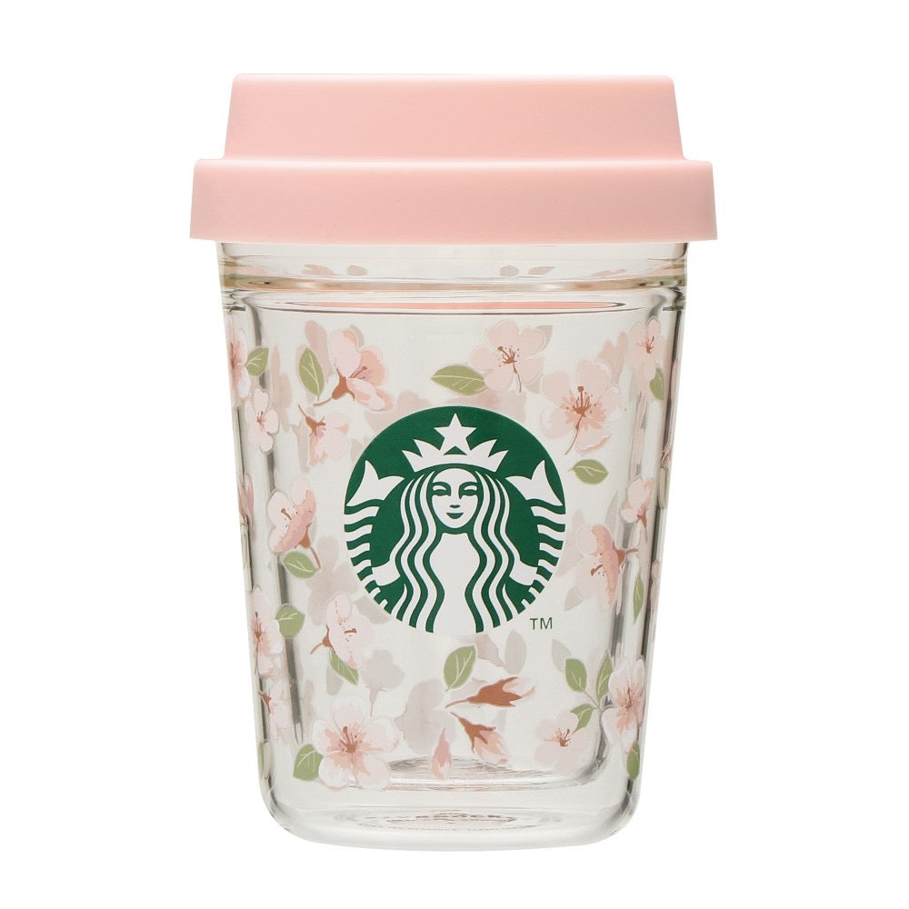 日本星巴克STARBUCKS 2024樱花限定双壁耐热玻璃杯296ml