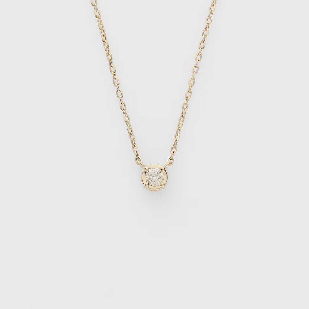 agete10K金包边鼻屎钻项链 3分