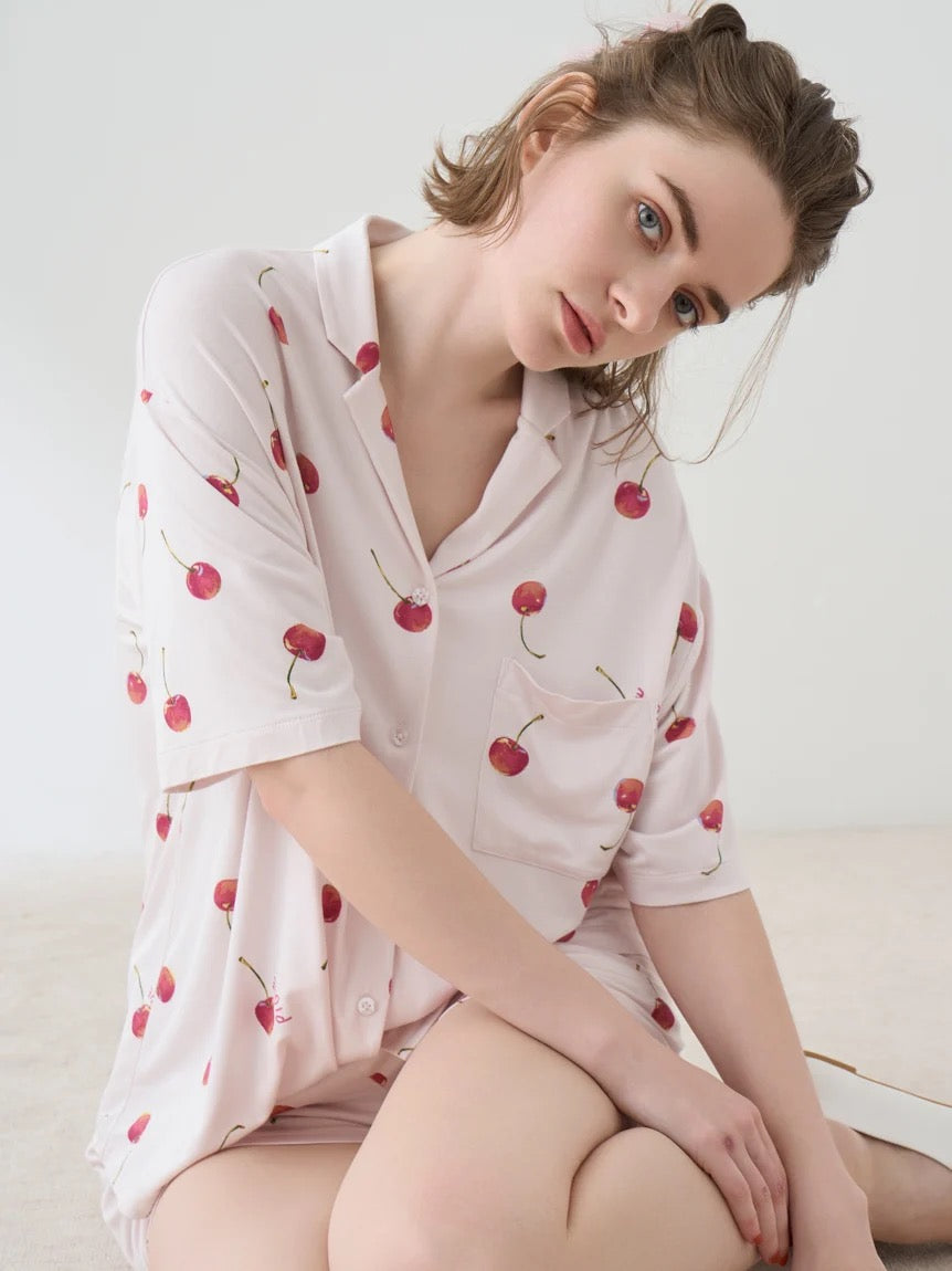 GELATO PIQUE春夏新品夏季凉感水果睡衣+短裤 樱桃