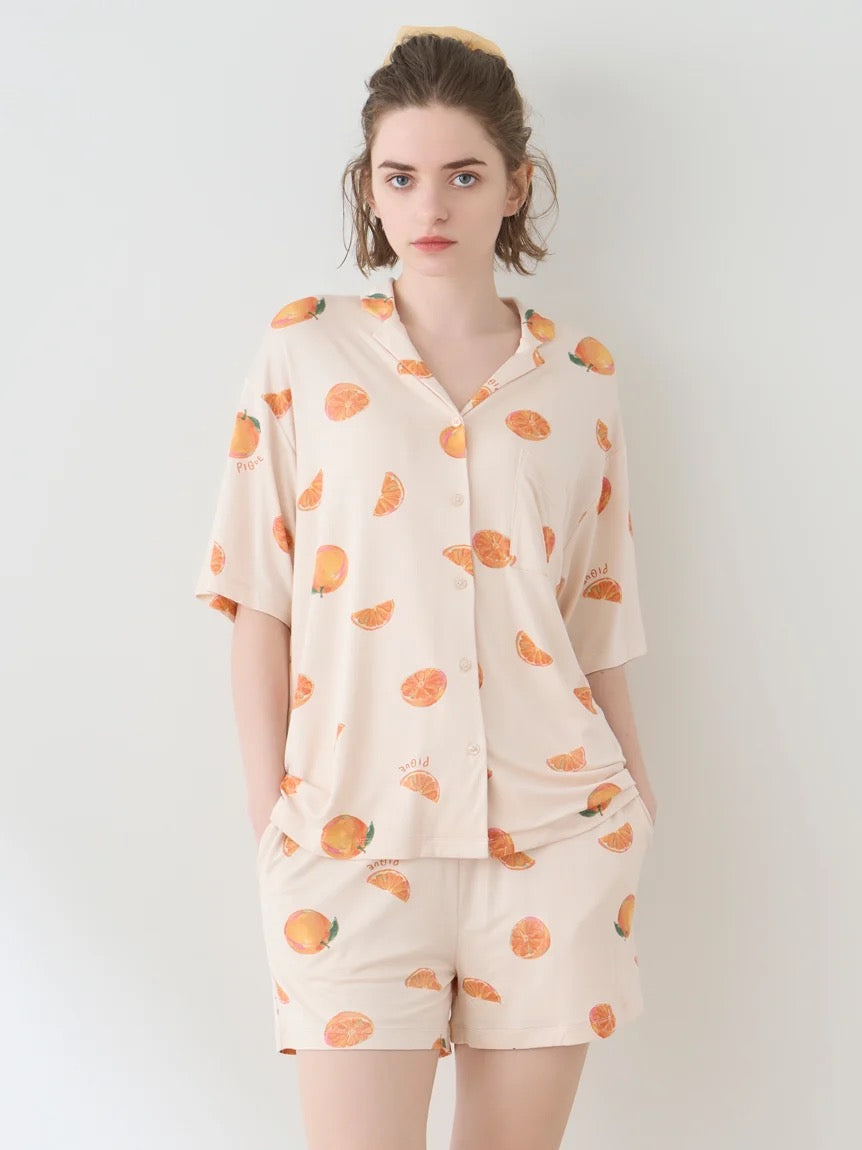 GELATO PIQUE春夏新品夏季凉感水果睡衣+短裤 橘子