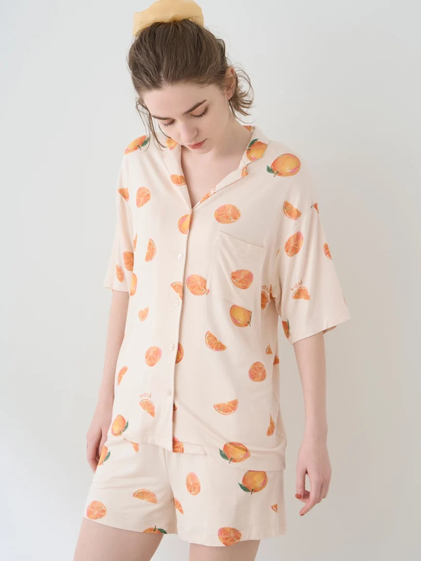 GELATO PIQUE春夏新品夏季凉感水果睡衣+短裤 橘子