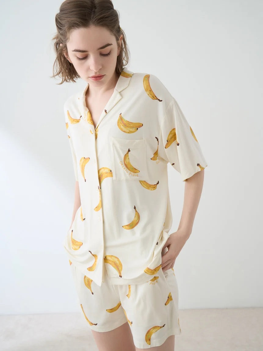 GELATO PIQUE春夏新品夏季凉感水果睡衣+短裤 香蕉