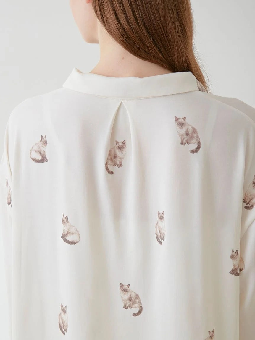 GELATO PIQUE猫咪长袖睡衣+短裤 2色选