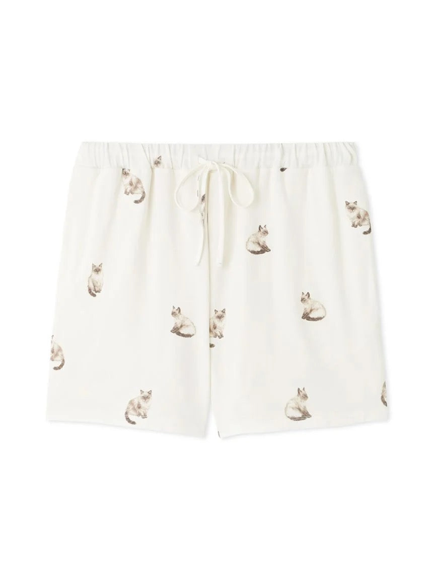 GELATO PIQUE猫咪长袖睡衣+短裤 2色选