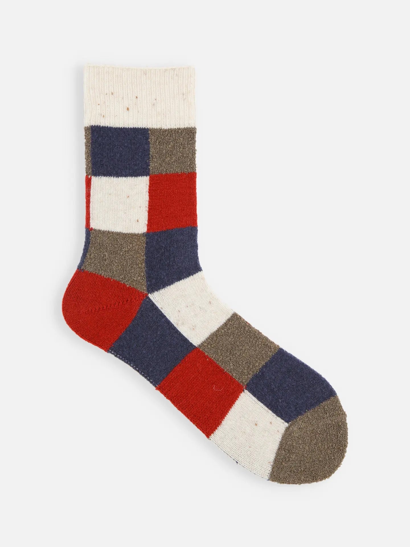 靴下屋Tabio多材质拼接格子中筒袜 4色选