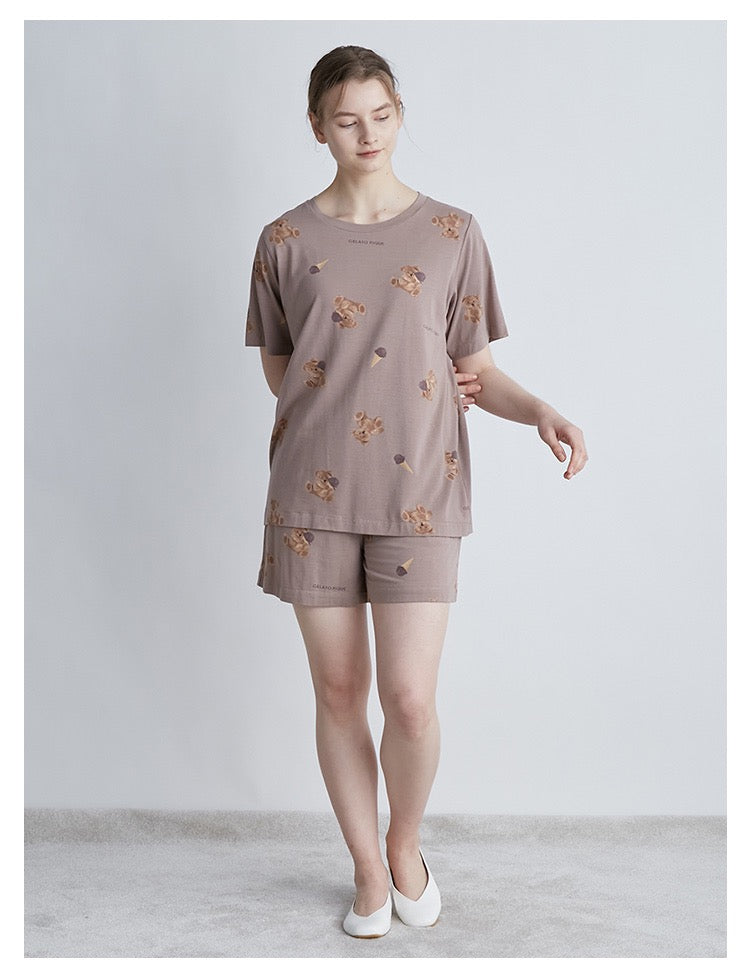 GELATO PIQUE冰淇淋小熊TEE+短裤套装 棕色