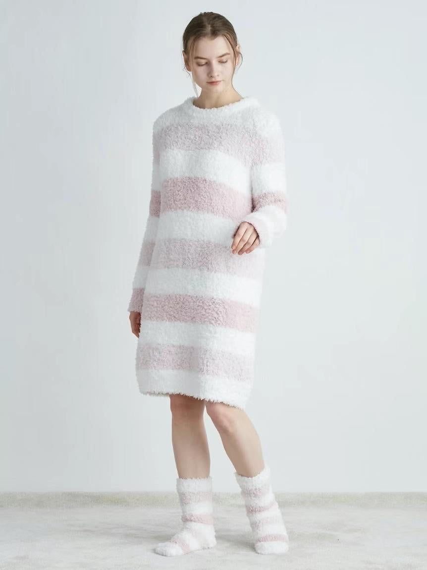 GELATO PIQUE软绵绵条纹睡裙+保暖家居袜套装