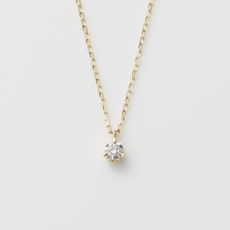 agete18K金三爪鼻屎钻项链 5分