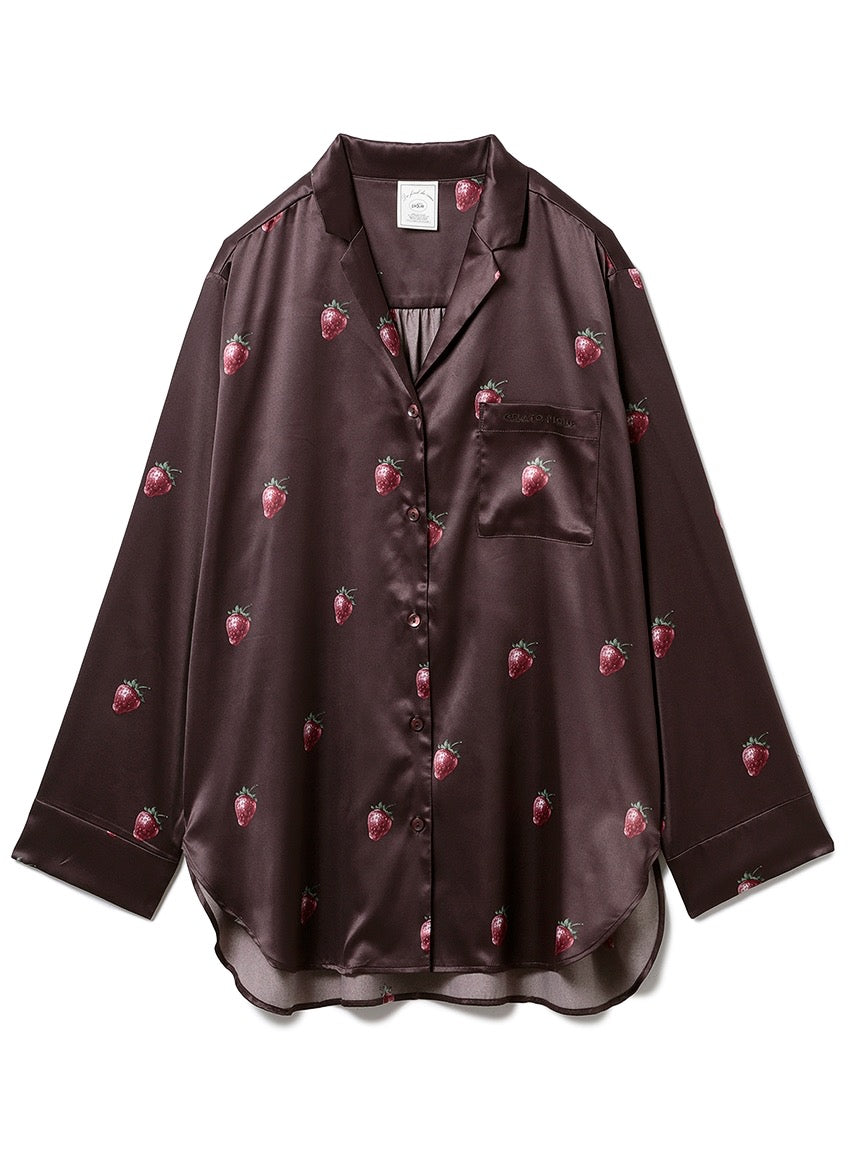 Gelato Pique草莓系列缎面家居服 上衣+短裤套装