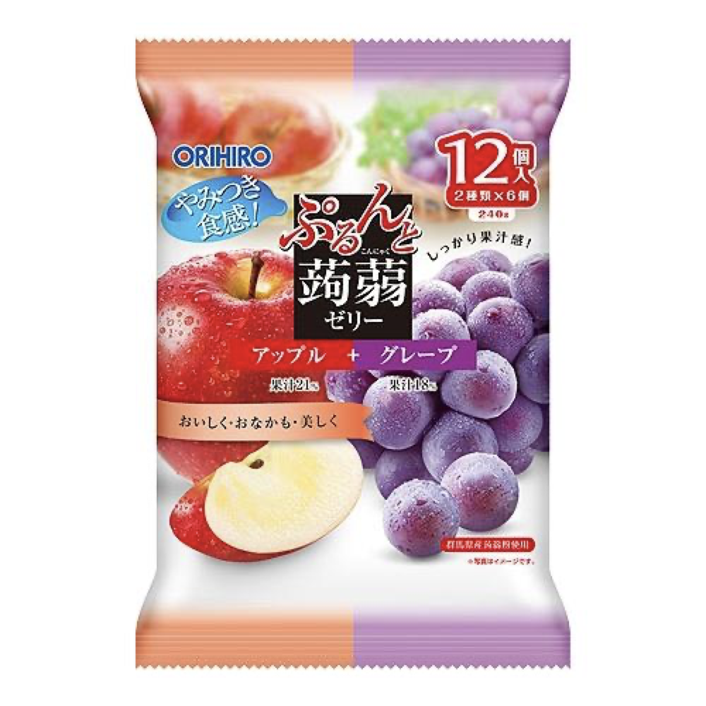 ORIHIRO立喜乐低卡苹果葡萄蒟蒻果冻12个装