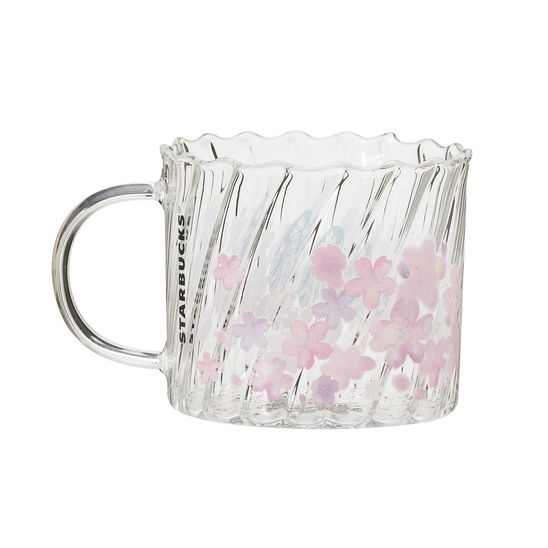 星巴克STARBUCKS 2023樱花限定斜纹耐热玻璃杯355ml