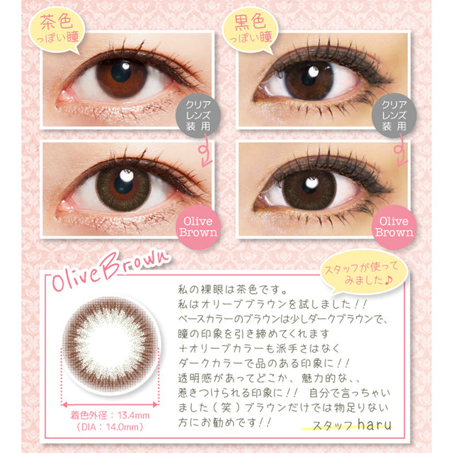 双周抛美瞳2WEEK Ruthchiffon ZERU 一盒6片装 Olive Brown