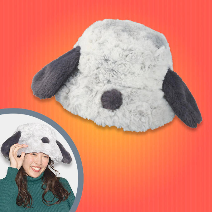 USJ日本环球影城SNOOPY毛绒帽 灰色长毛