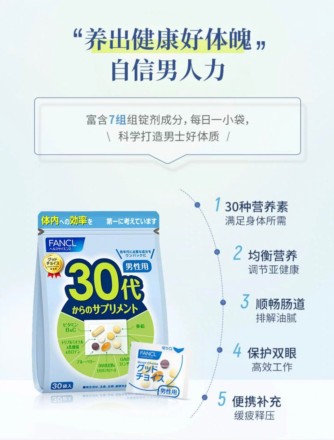 FANCL30代男性综合维生素 30袋装