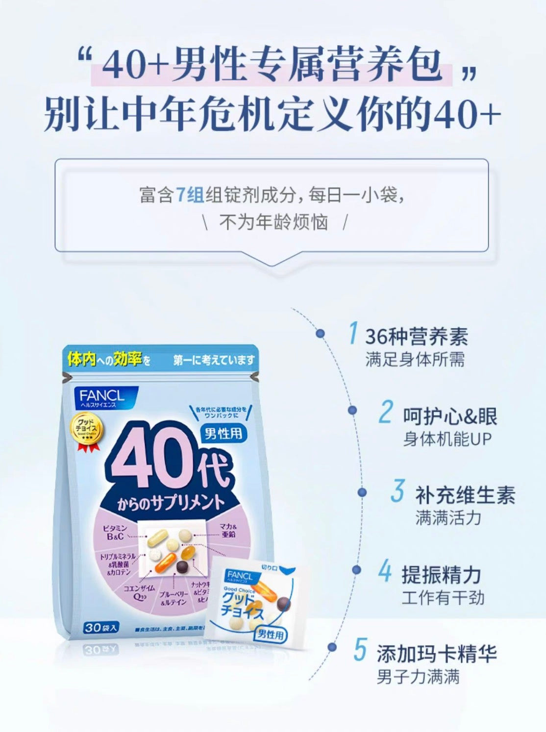 FANCL40代男性综合维生素 30袋装