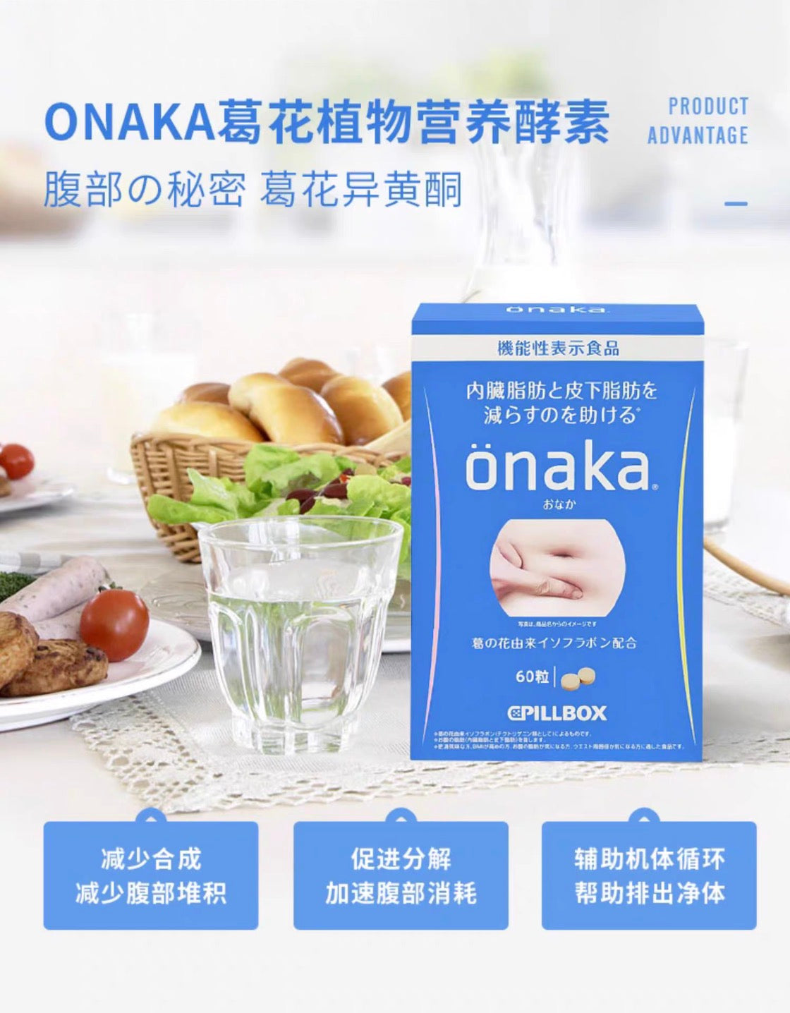 PILLBOX ONAKA膳食纤维酵素60粒装