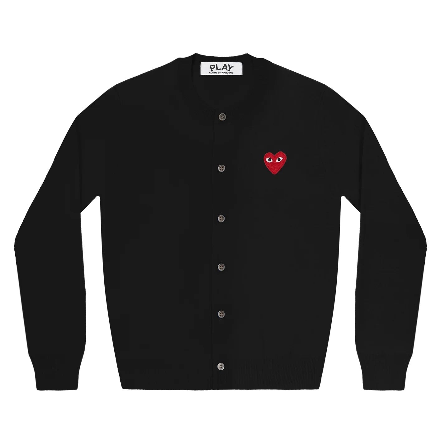 Comme Des Garcons Play女款圆领羊毛开衫黑色 红心