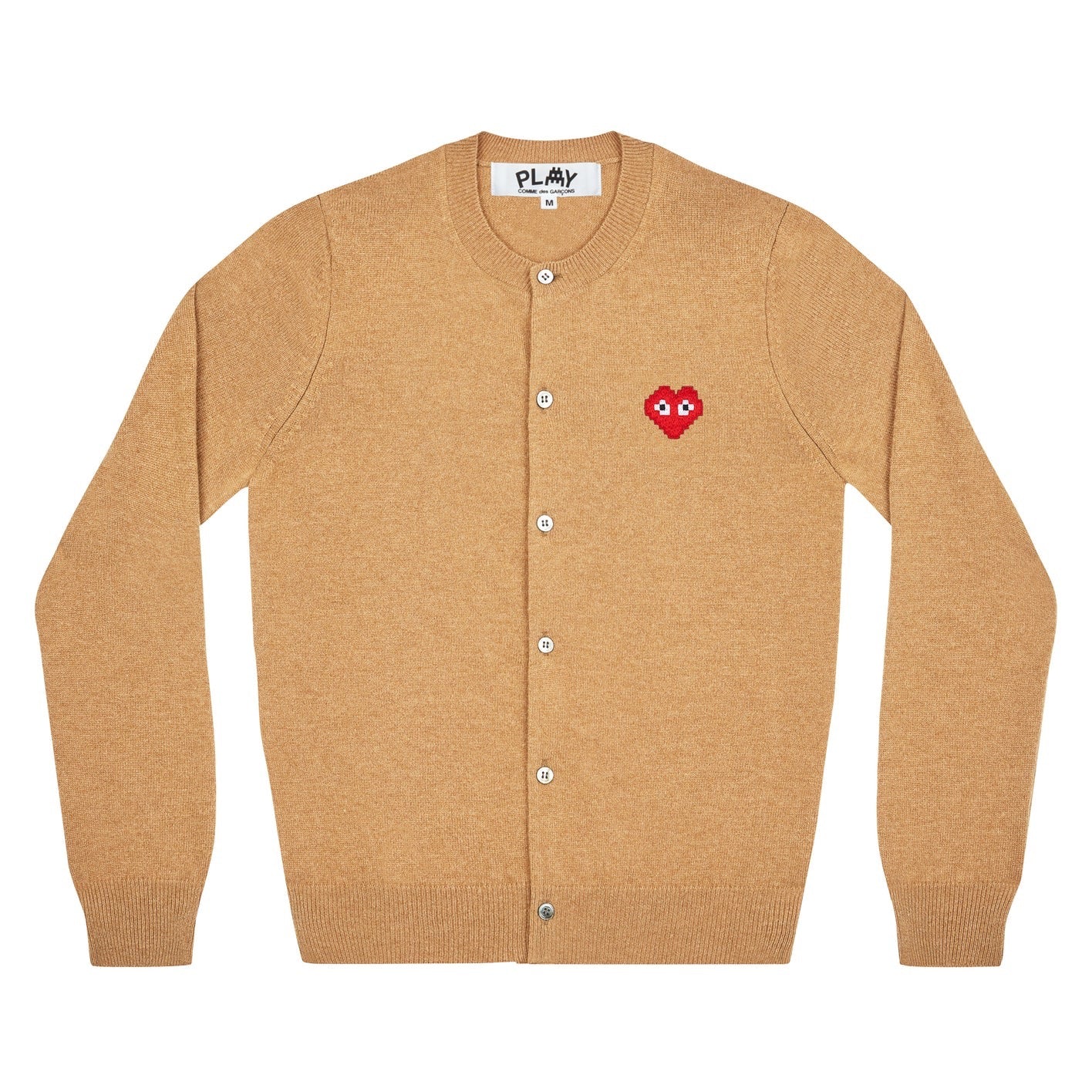 Comme Des Garcons Play女款圆领羊毛开衫驼色 限定马赛克