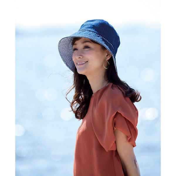 日本UV DENIM HAT小脸效果可水洗可折叠牛仔防晒帽