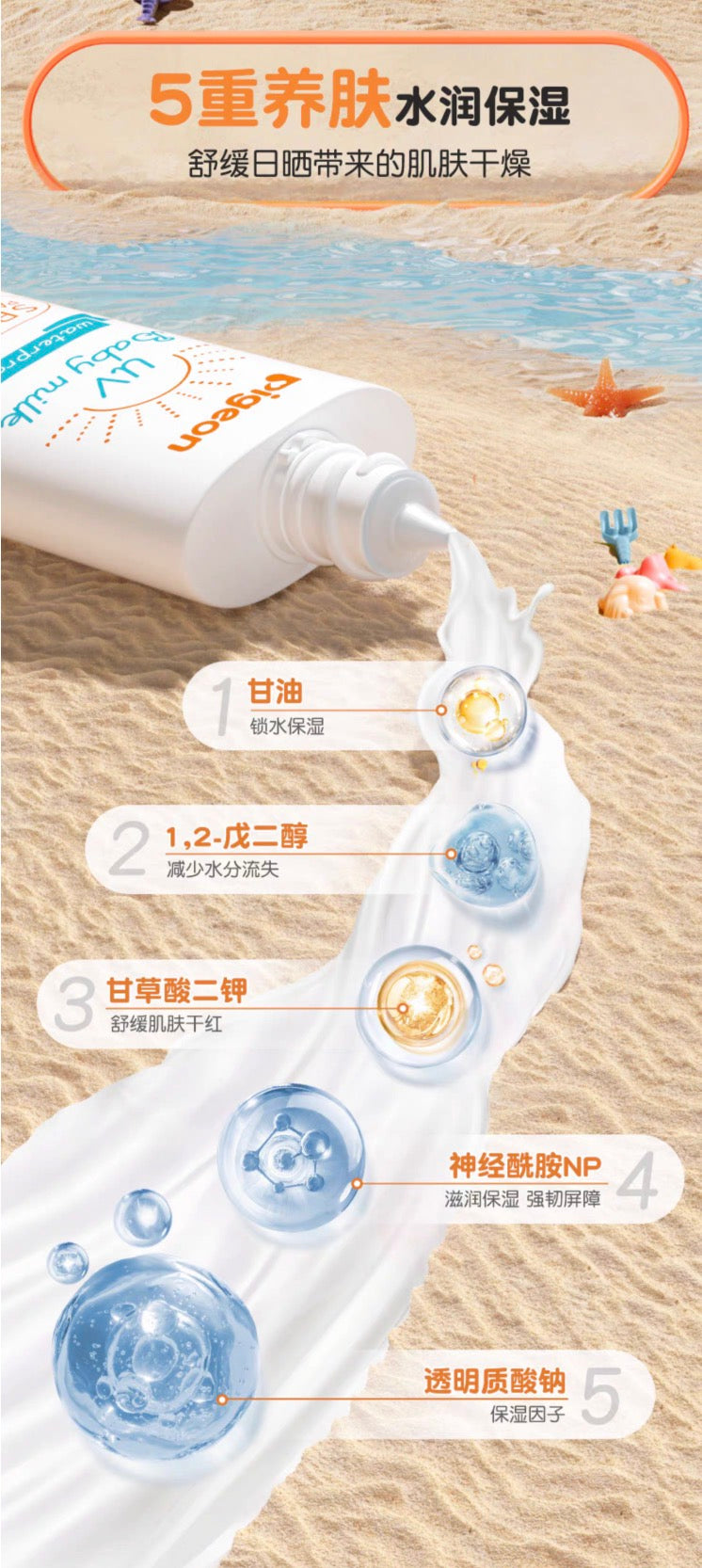 Pigeon贝亲儿童婴儿防水防晒霜SPF50+ 50g