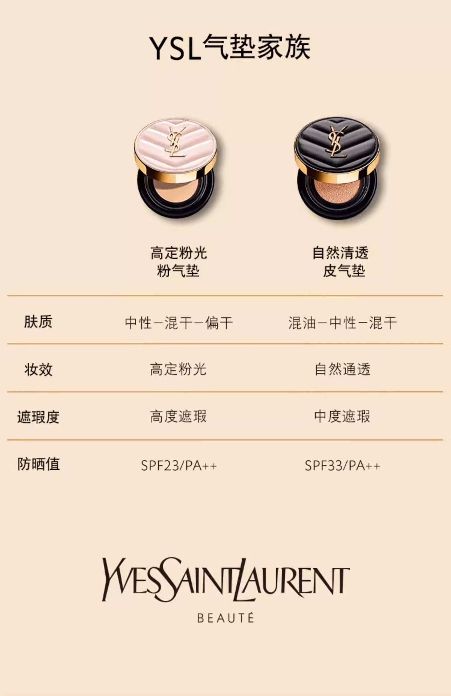 YVES SAINT LAURENT YSL新版黑色皮革气垫