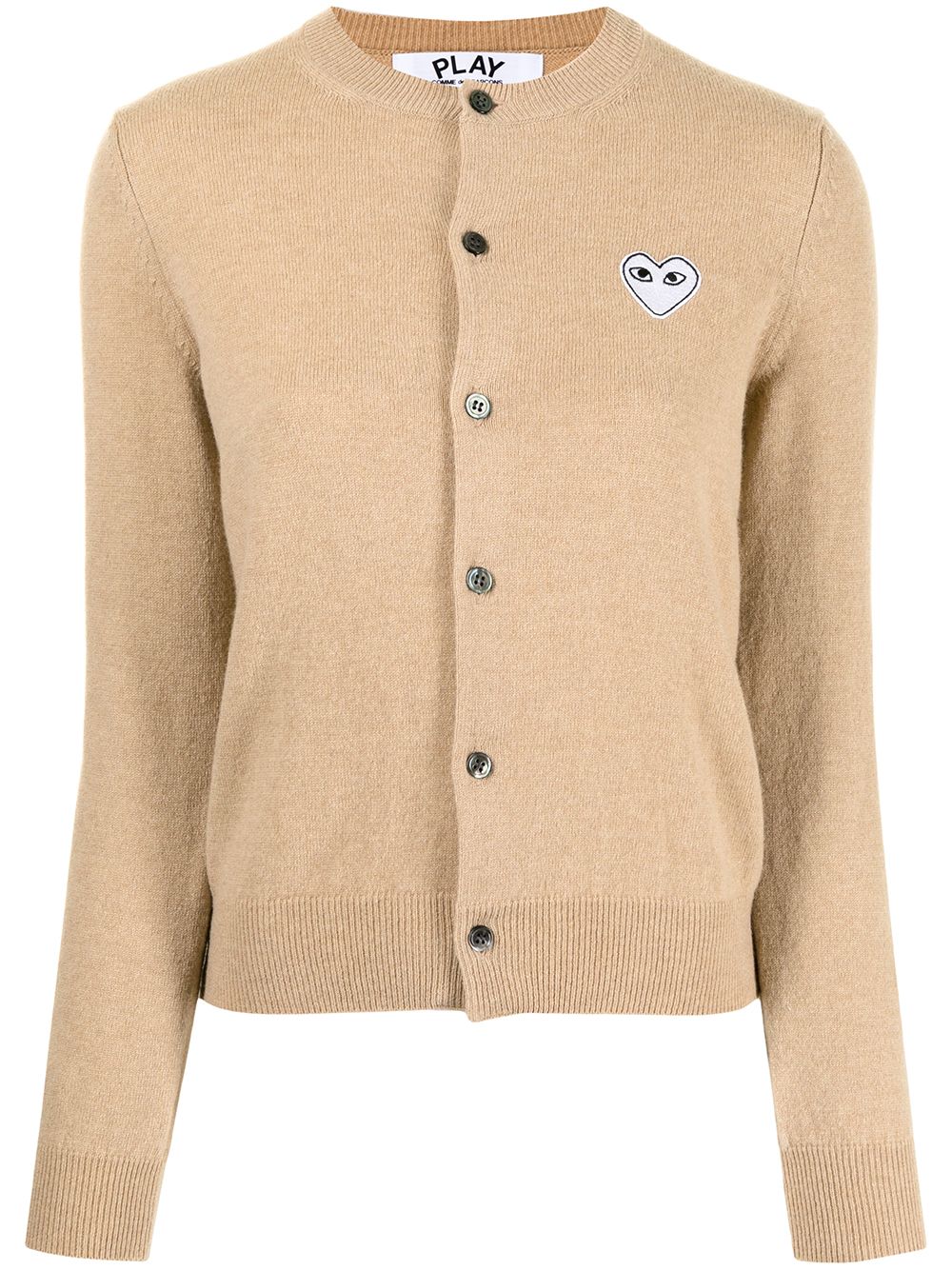 Comme Des Garcons Play女款圆领羊毛开衫驼色 白心