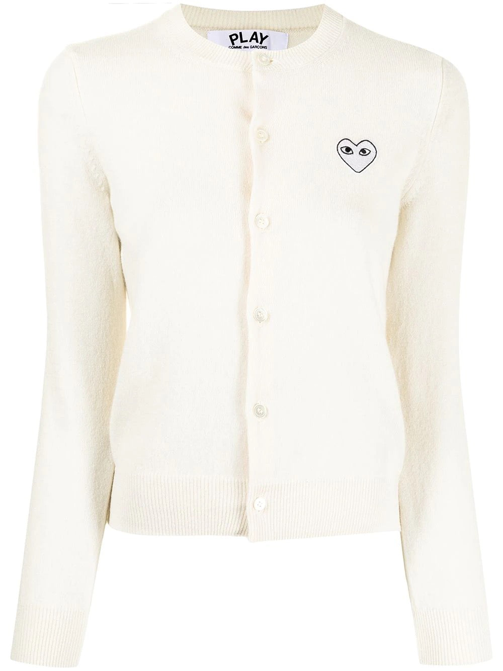 Comme Des Garcons Play女款圆领羊毛开衫白色 白心